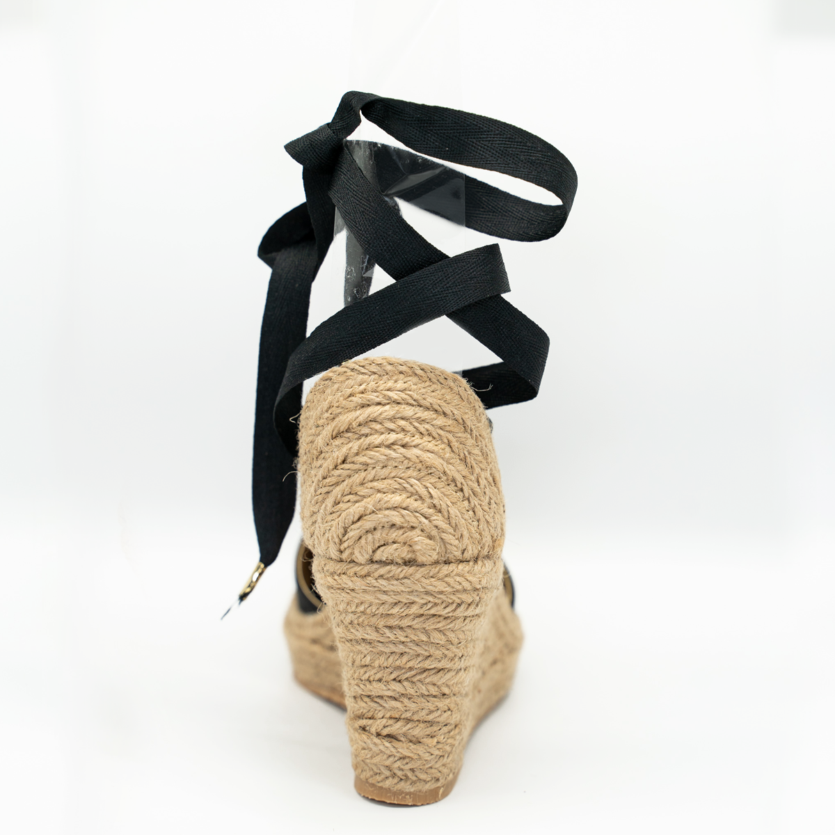 Alpargata Casual De Plataforma Corrida Con Liston Ajustable Negro-21