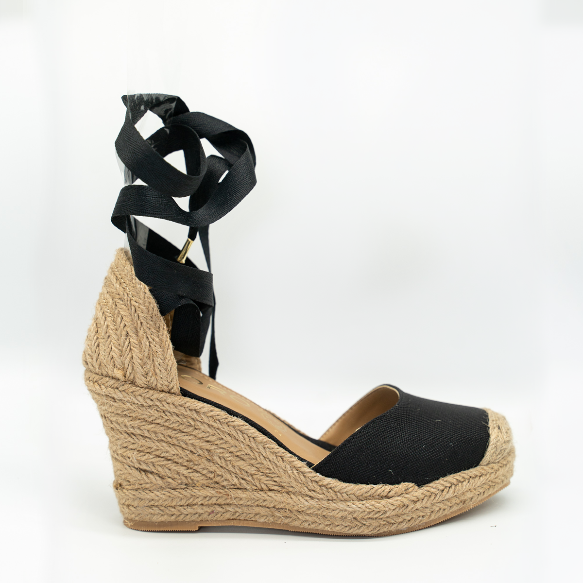 Alpargata Casual De Plataforma Corrida Con Liston Ajustable Negro-21