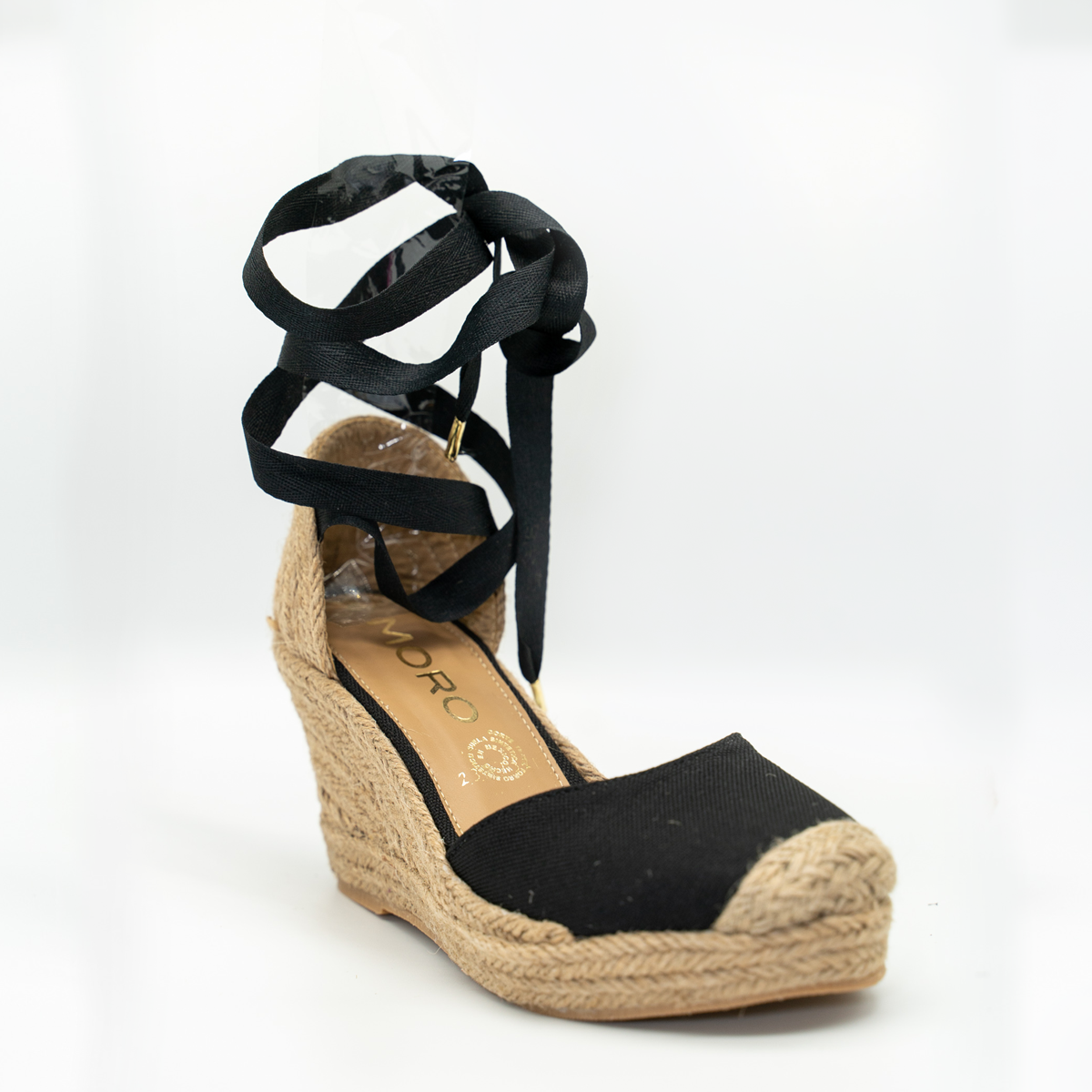 Alpargata Casual De Plataforma Corrida Con Liston Ajustable Negro-21