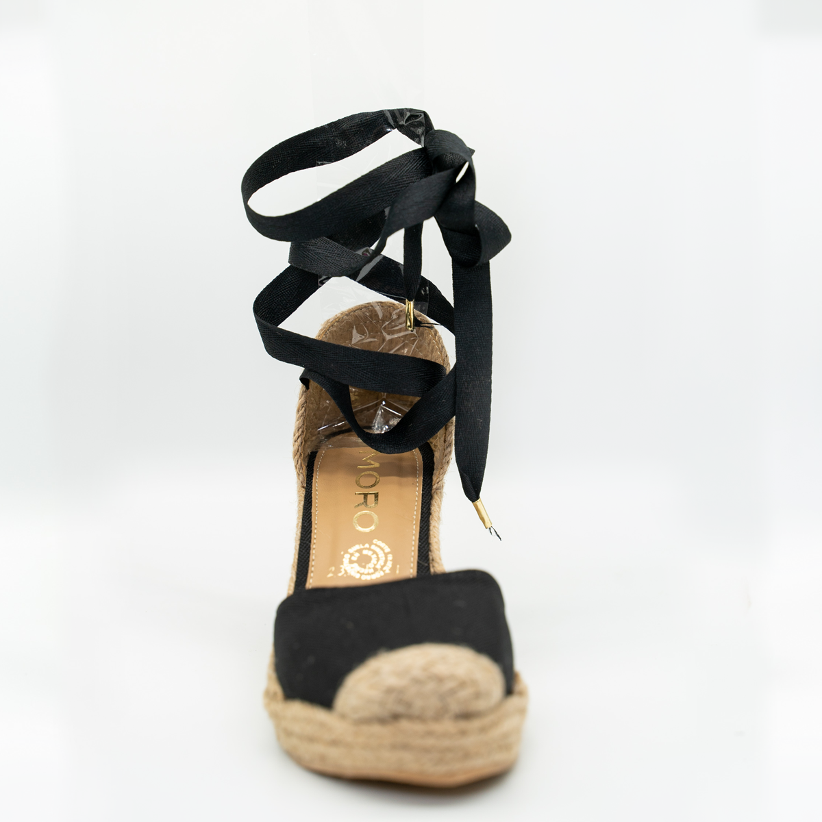 Alpargata Casual De Plataforma Corrida Con Liston Ajustable Negro-21