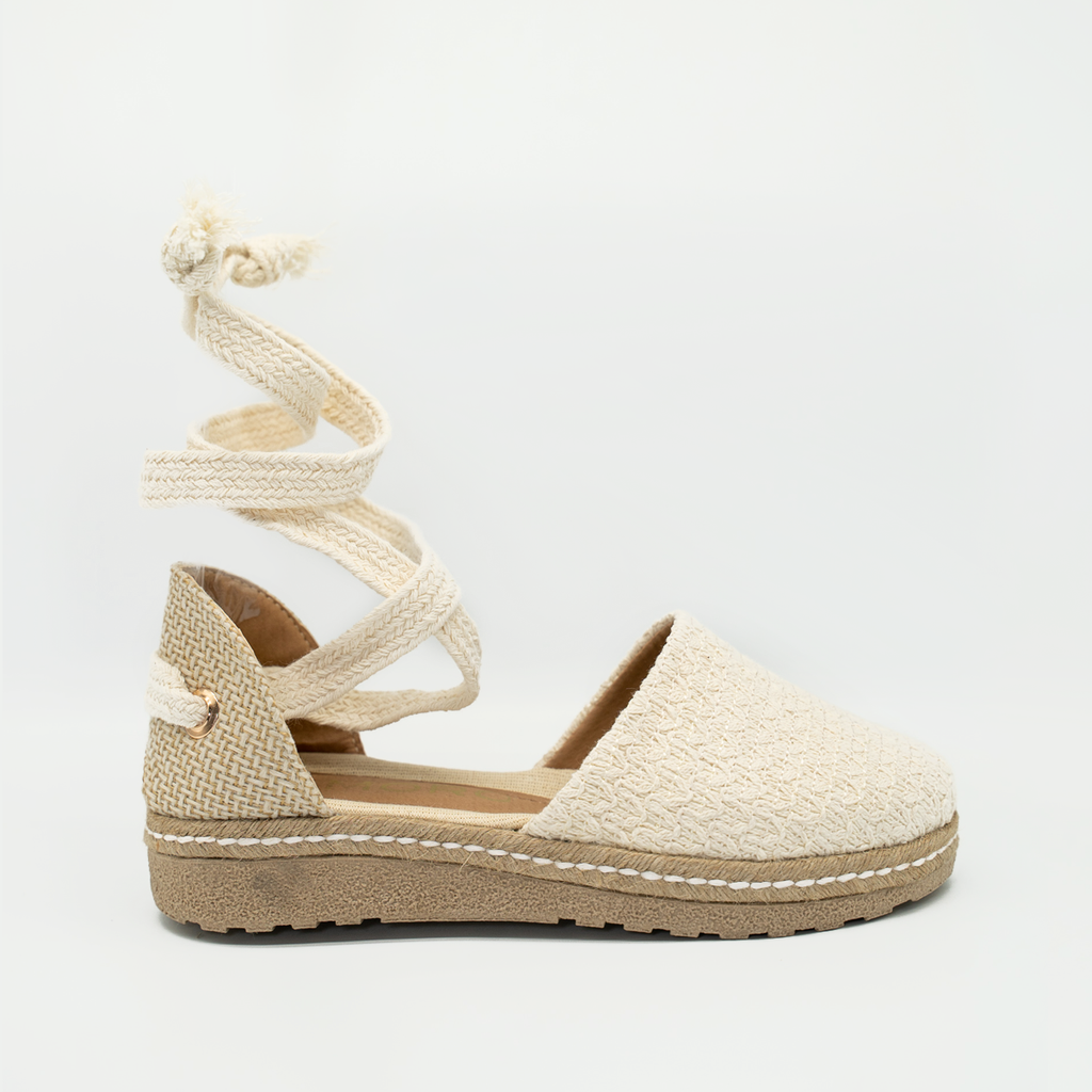 Alpargata de piso con plataforma de yute para dama - Beige-270