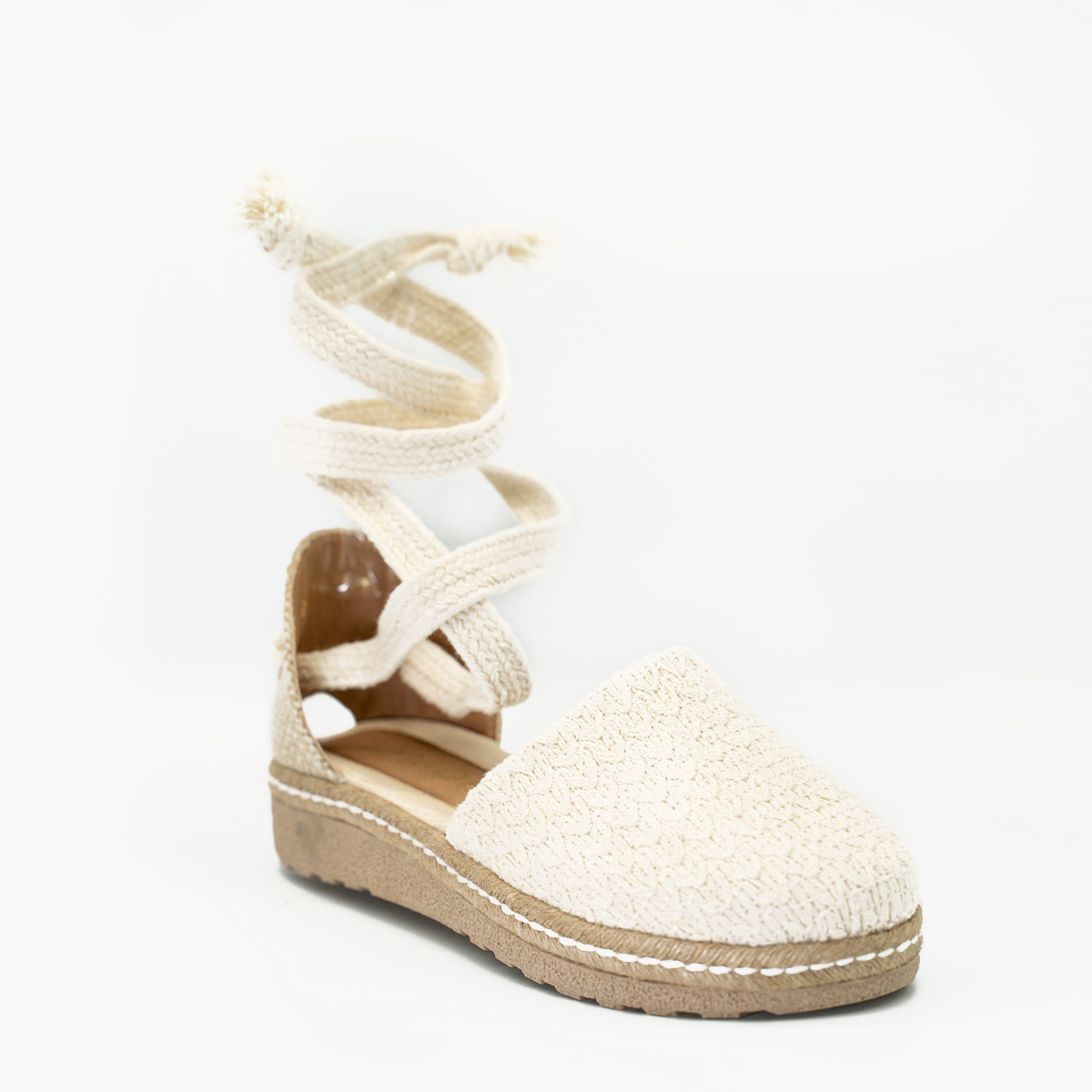 Alpargata de piso con plataforma de yute para dama - Beige-270