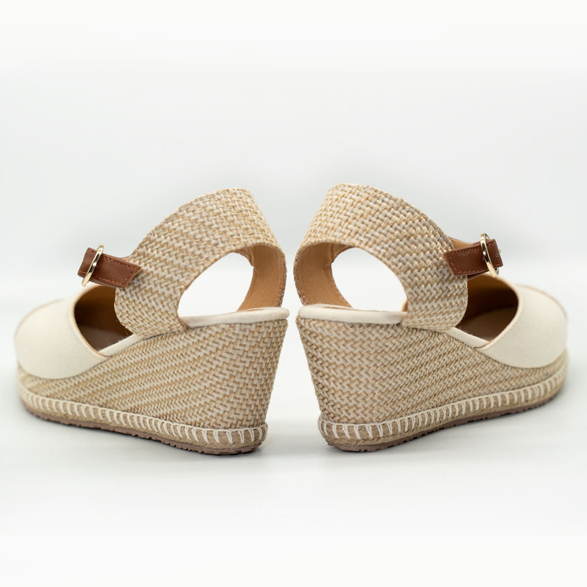 Alpargata De Plataforma Corrida Con Pulsera Ajustable Beige-53