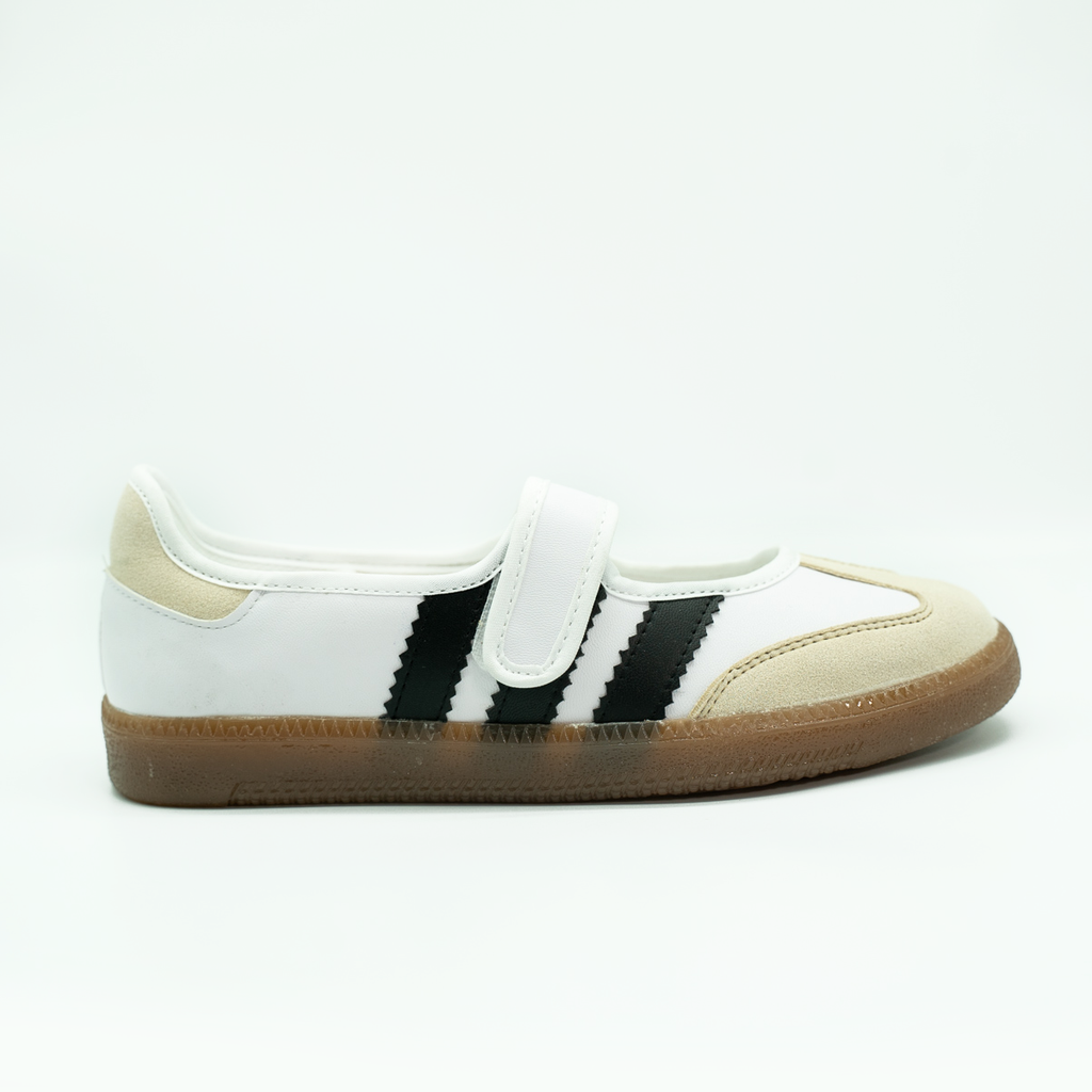Tenis Casual Tipo Flat Estilo Retro Deportivo Con Broche Ajustable Blanco-01