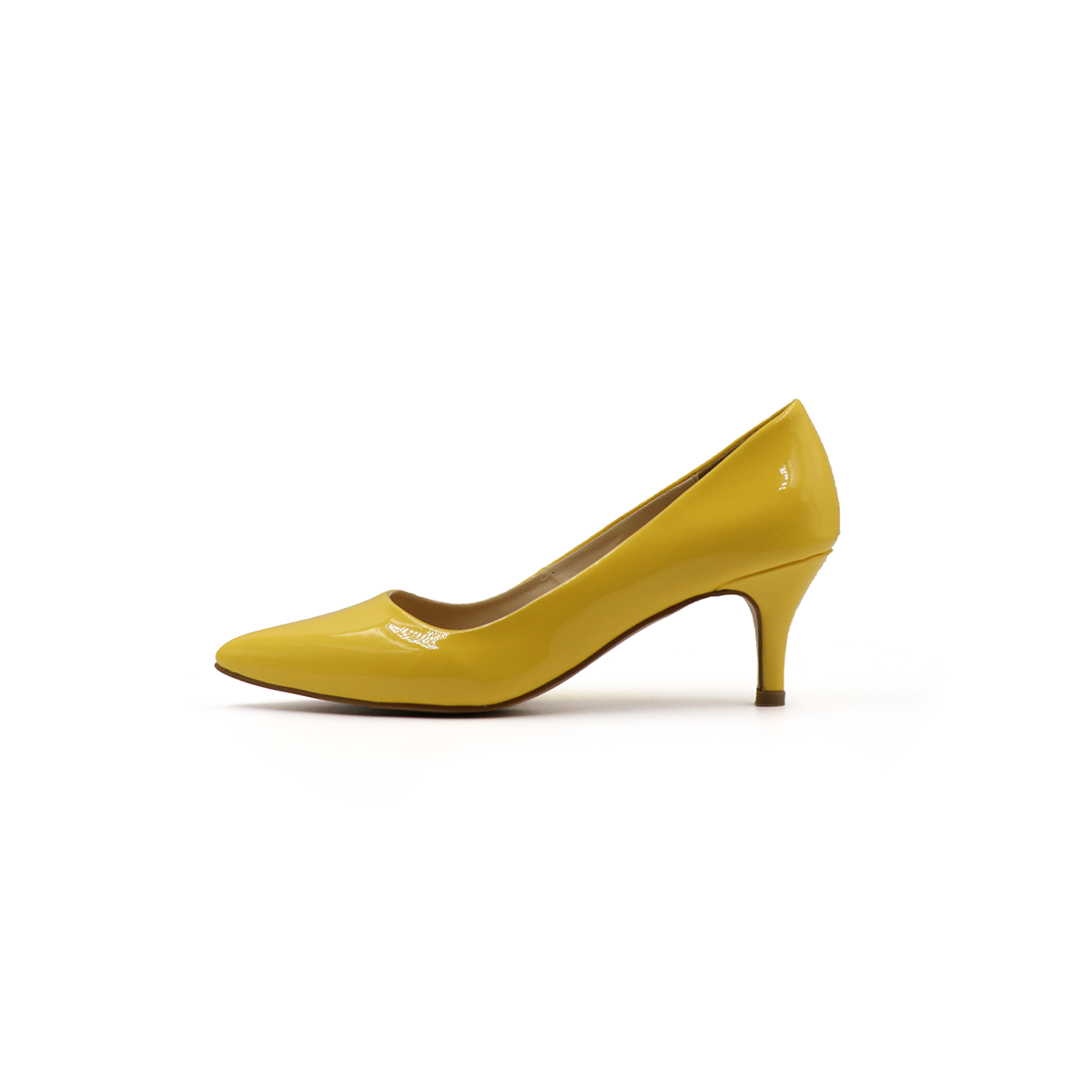 Zapatilla Stiletto Puntal Tacón Fino Bajito Amarillo -76