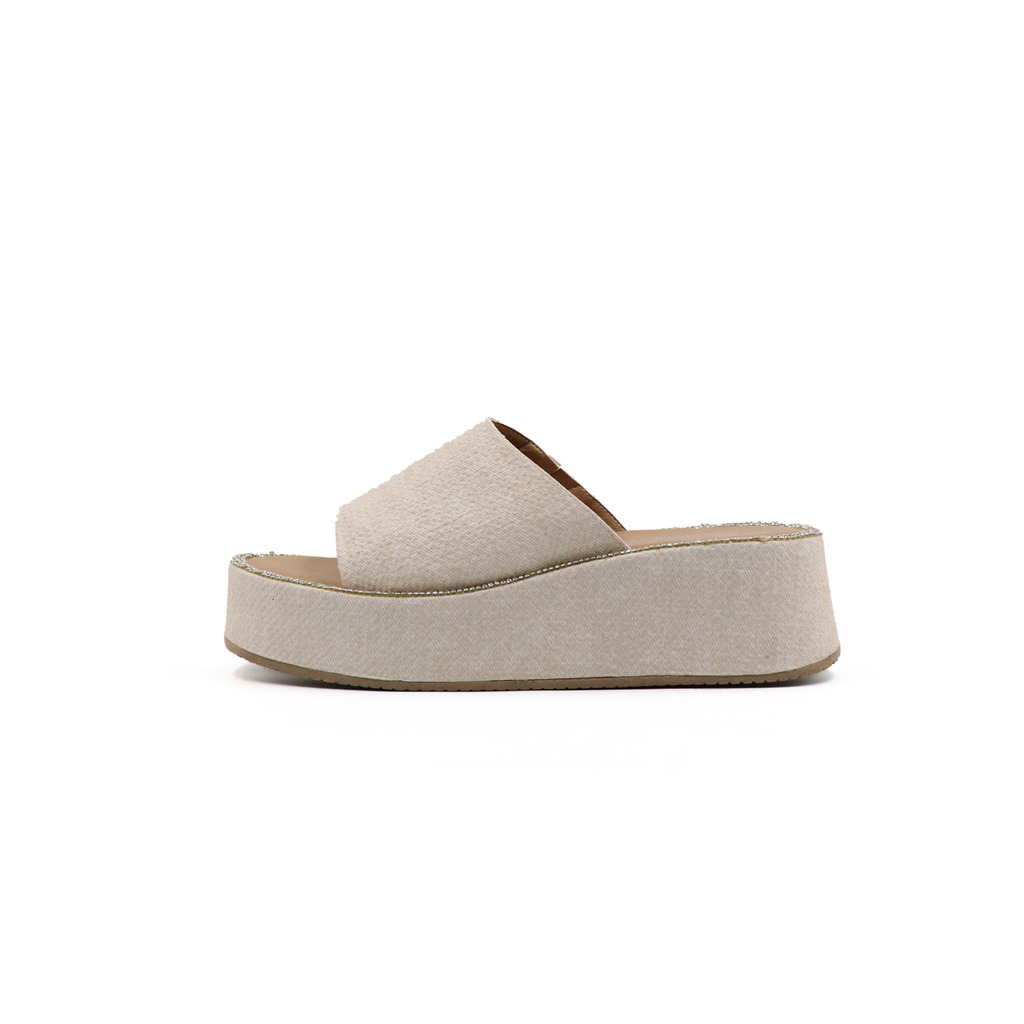 Sandalia Casual De Plataforma Corrida Beige -15