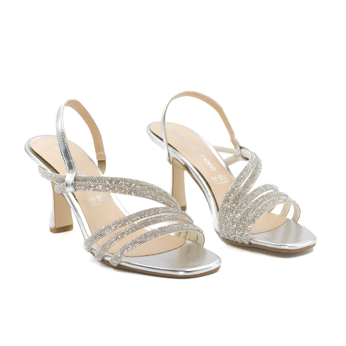 Sandalia Elegante de tacón bajo Para Dama - Plata -22