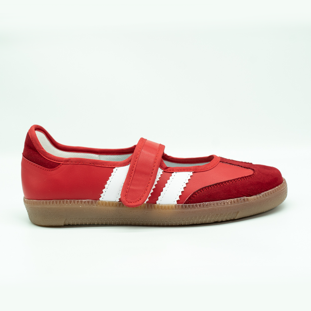 Tenis Casual Tipo Flat Estilo Retro Deportivo Con Broche Ajustable Rojo-01