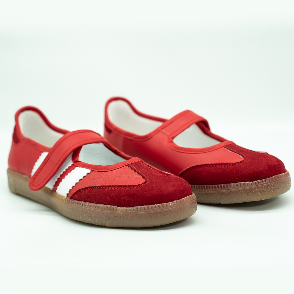 Tenis Casual Tipo Flat Estilo Retro Deportivo Con Broche Ajustable Rojo-01