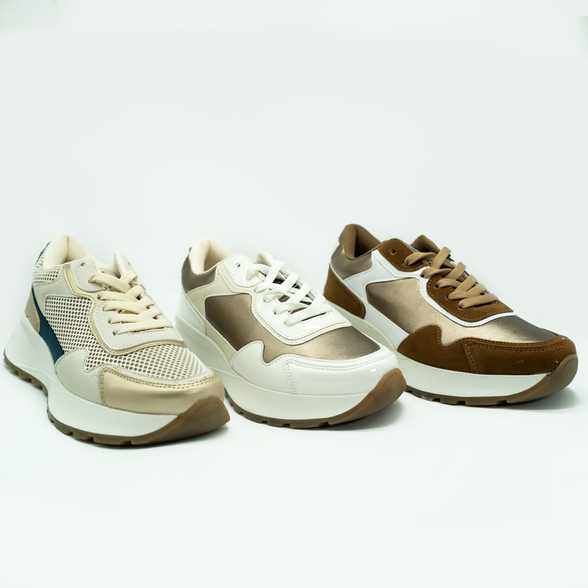Tenis Antiderrapante Con Plataforma Corrida Básico Latte