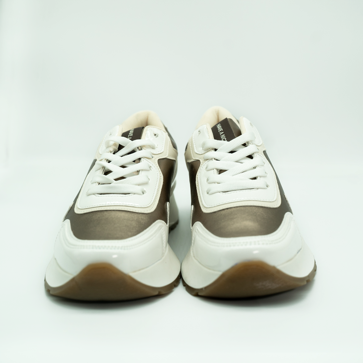 Tenis Con Plataforma Corrida Básico blanco/Rosado -72