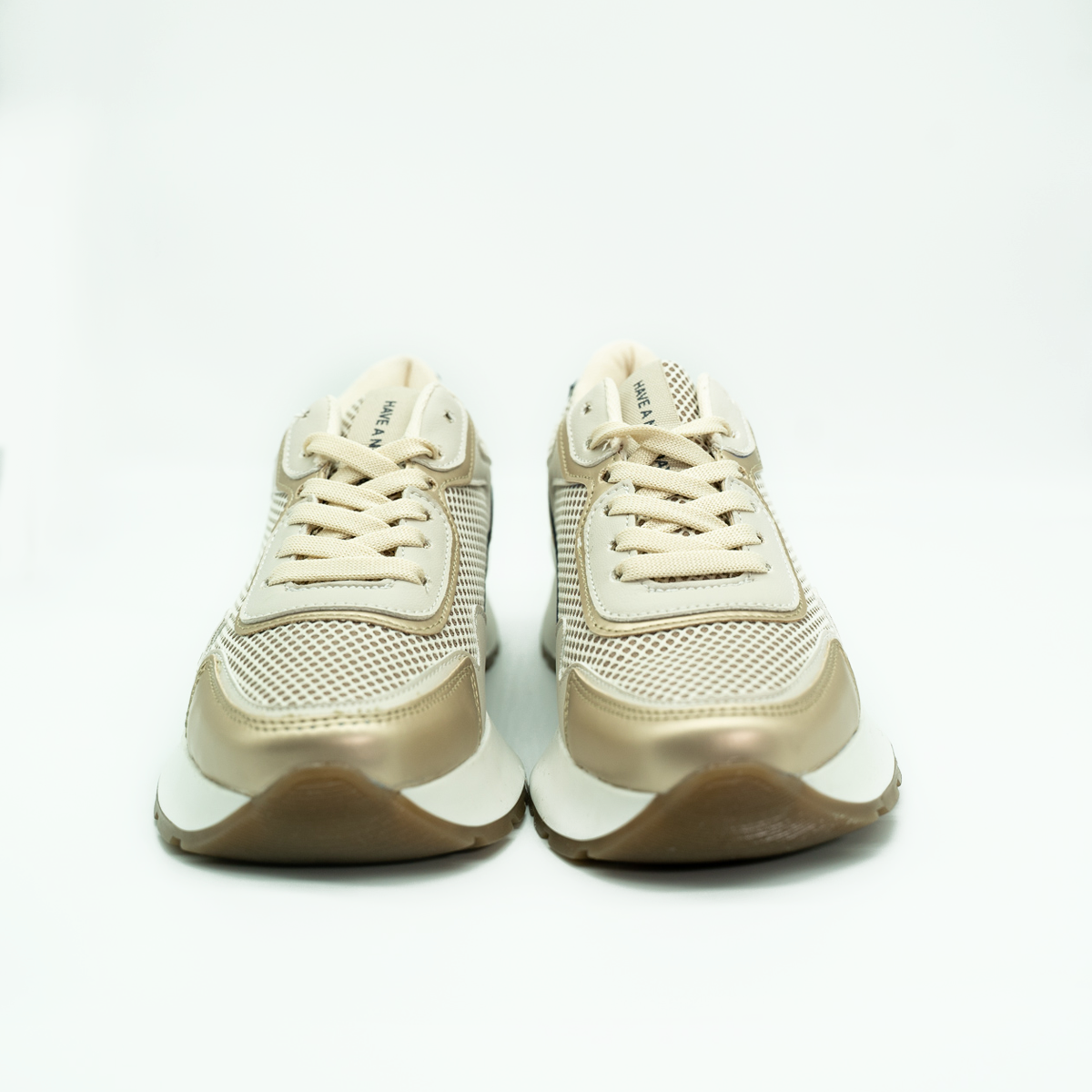 Tenis Con Plataforma Corrida Básico Latte/Marino -72