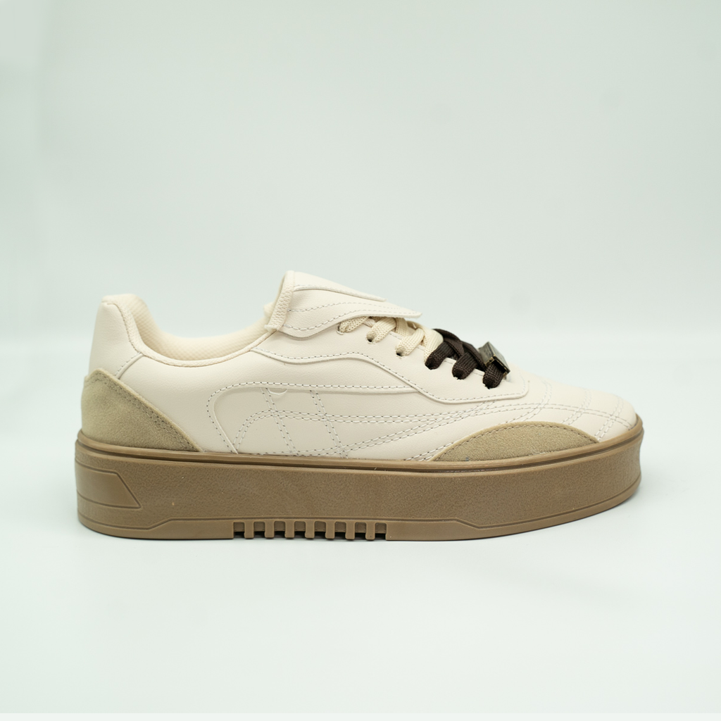Tenis Con Plataforma Corrida Básico Beige-66