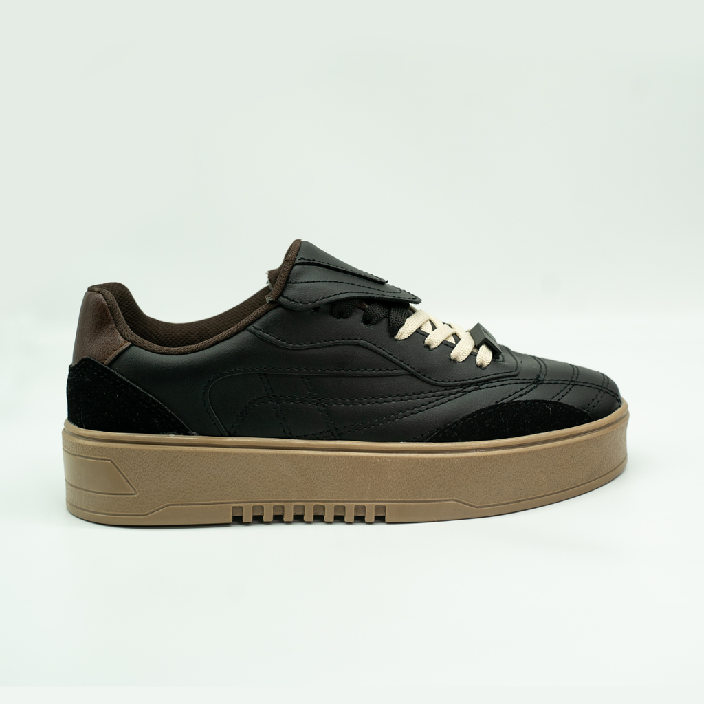Tenis Con Plataforma Corrida Básico Negro -66