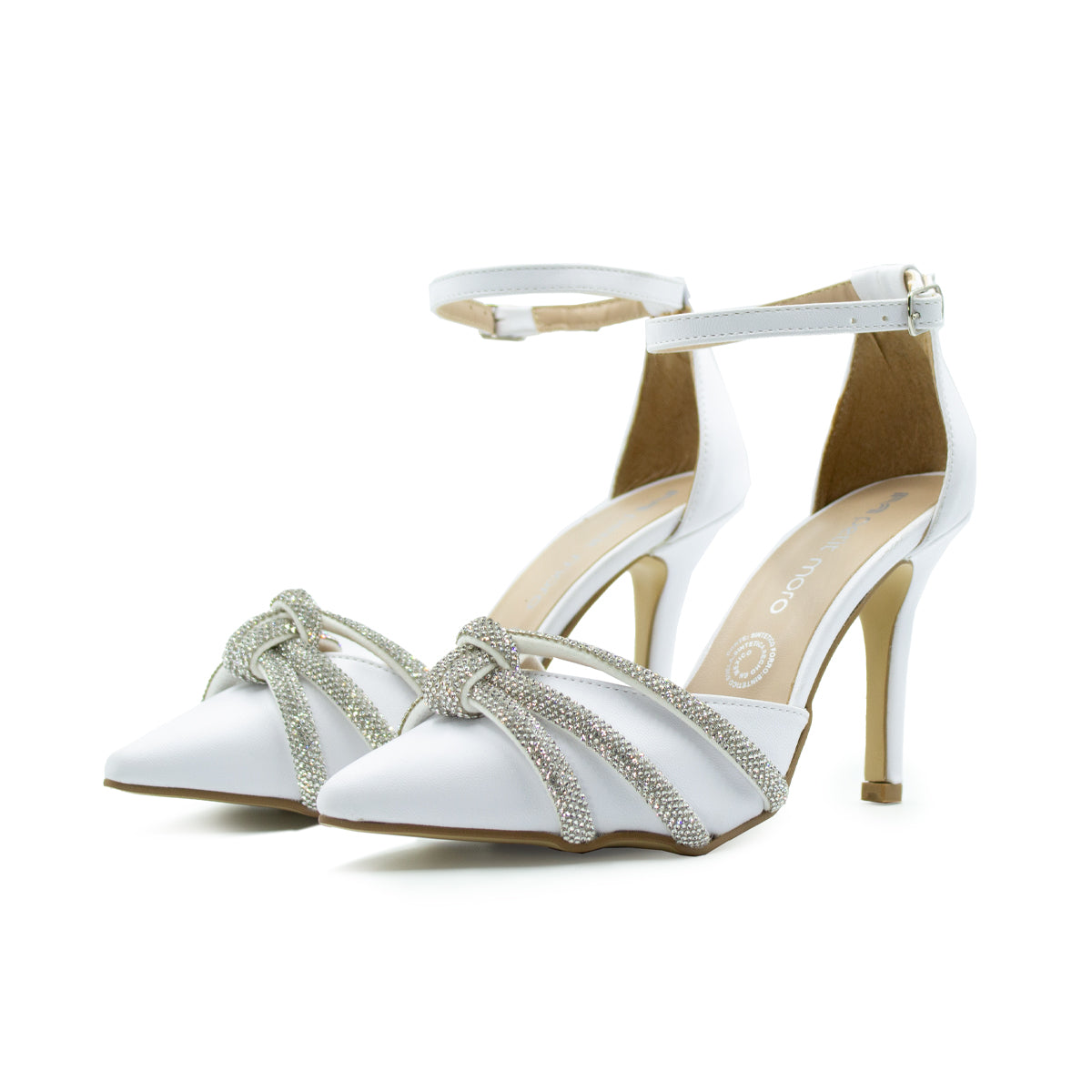 stiletto con tiras de pedrería en parte frontal -blanco-14