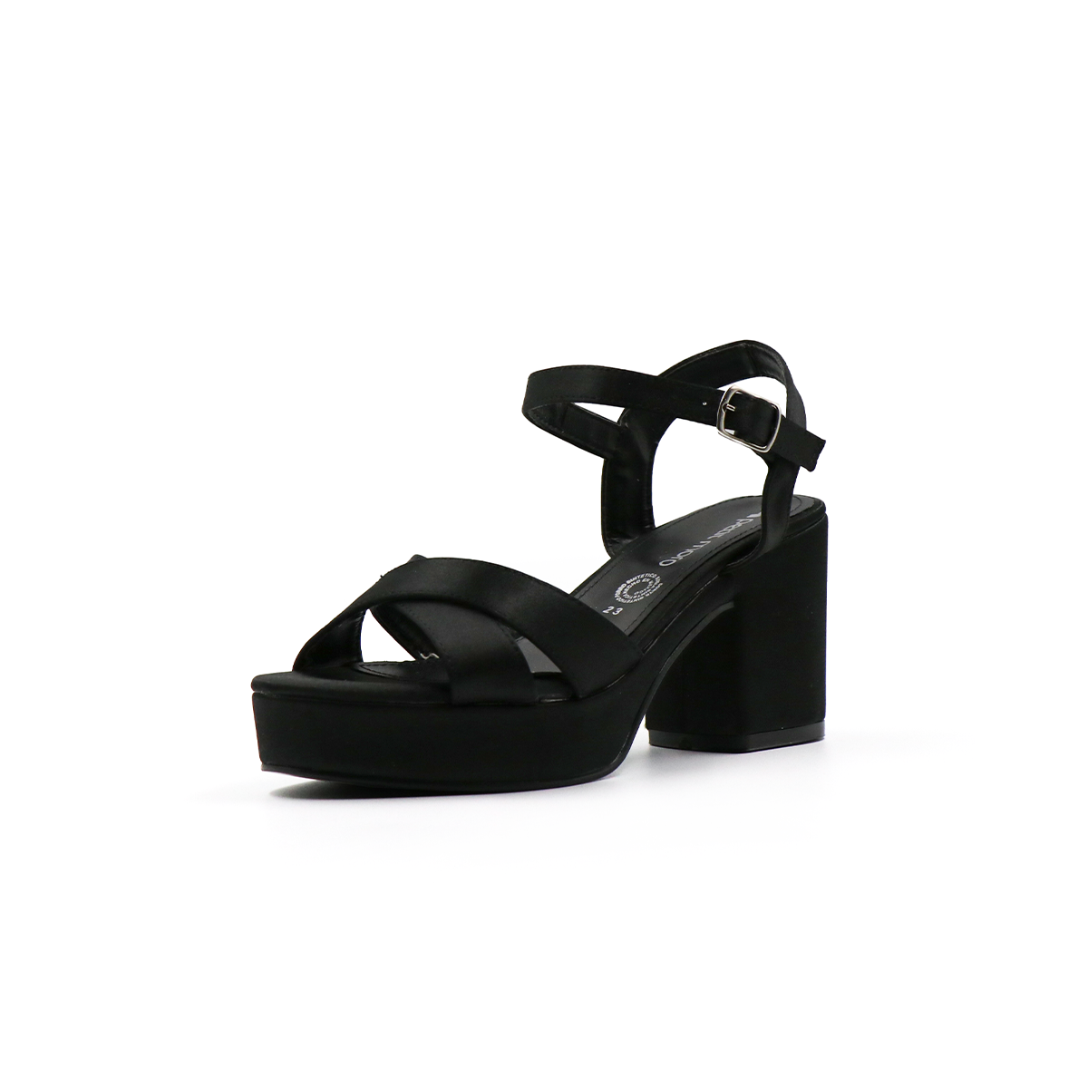 Zapatilla con Plataforma Cómoda Tacón Ancho Negro-56