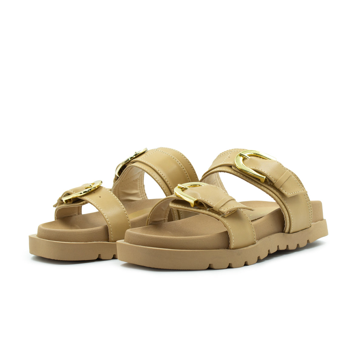 Sandalia De Plataforma Corrida Con Hebillas Ajustables cafe-20
