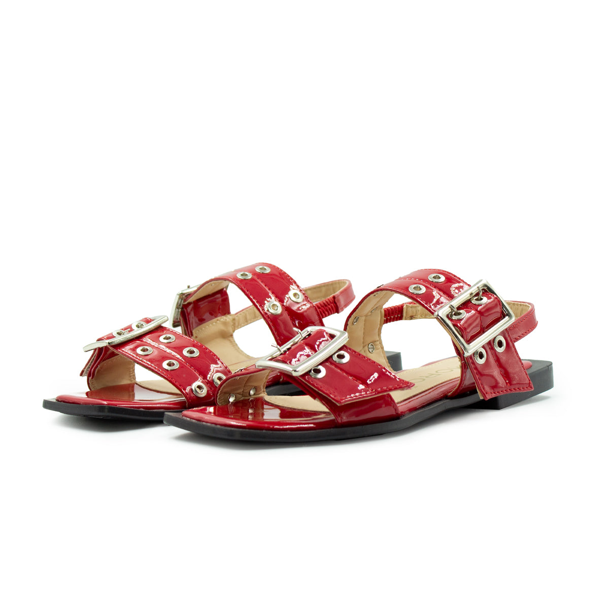 Sandalia de Piso Con Hebillas Ajustables Rojo- 10