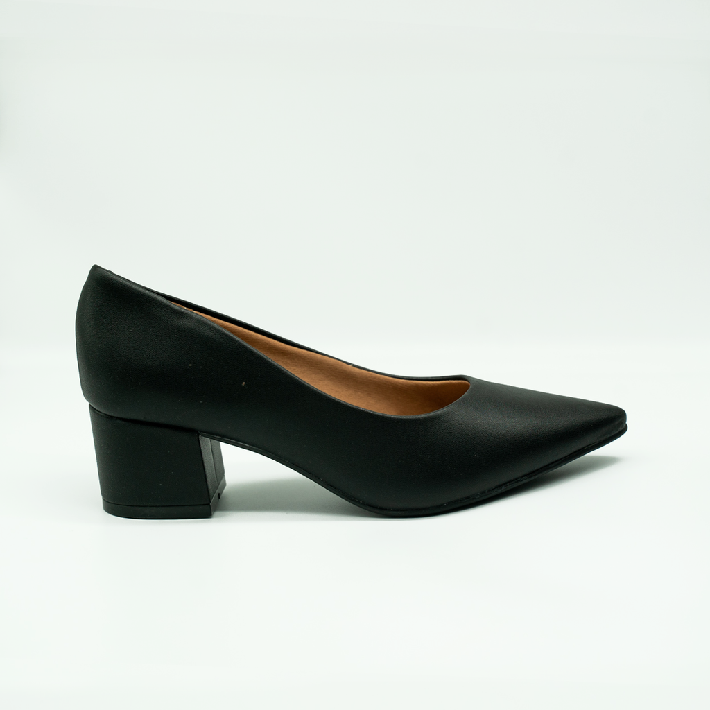 Zapato Ejecutivo Cómodo Tacon Cuadrado Negro