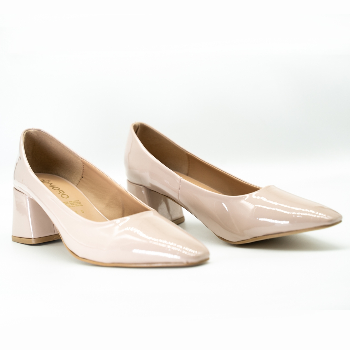 zapatilla ejecutiva puntal tacon ancho charol maquillaje -85