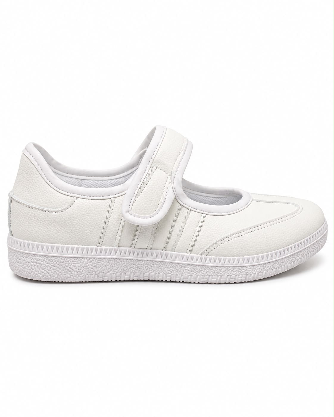 Tenis Flat Estilo Retro Deportivo con Broche 1CM para Mujer-03| Blanco