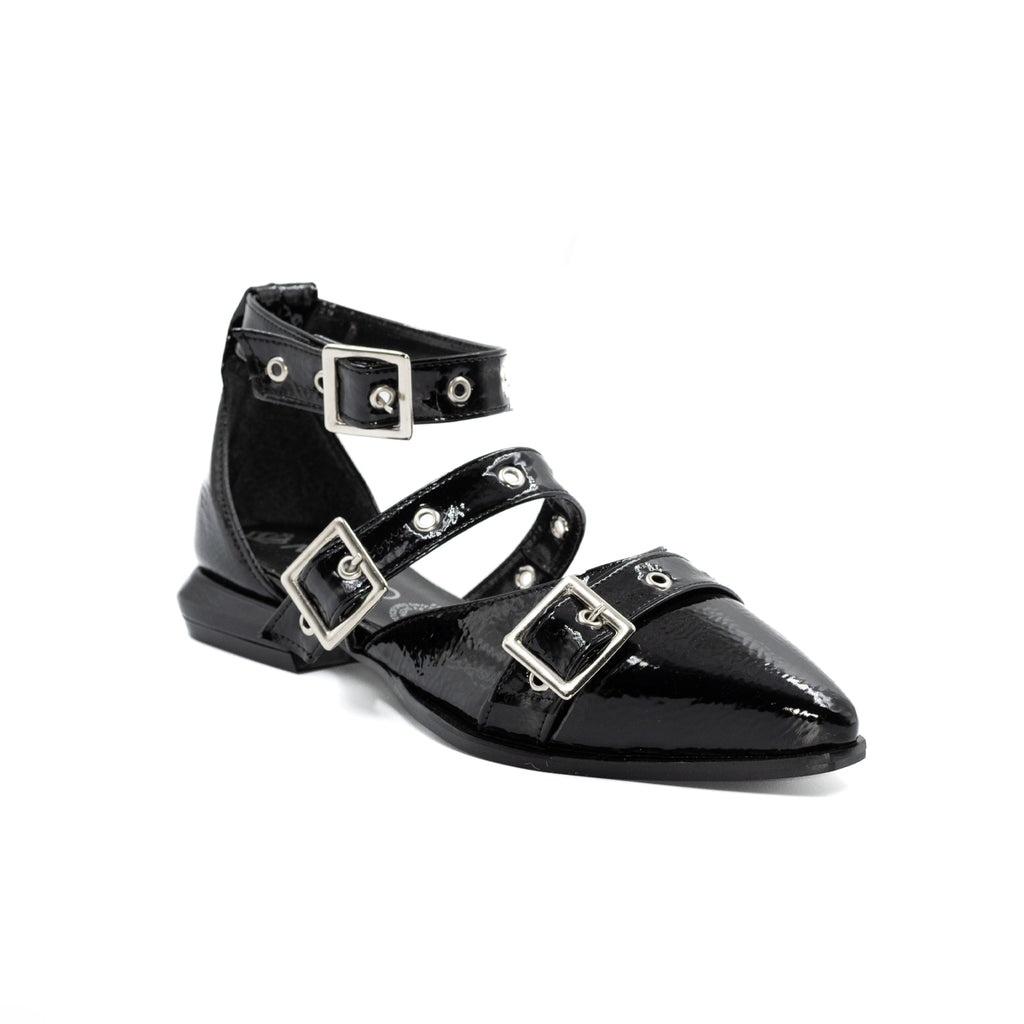 Valerina de piso puntal con hebila - Negro-05