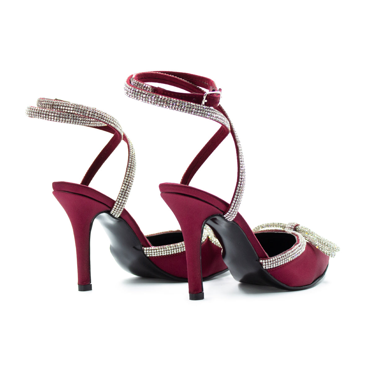 Zapatilla Puntal Elegante Pedrería Tacón Fino Riojo-10