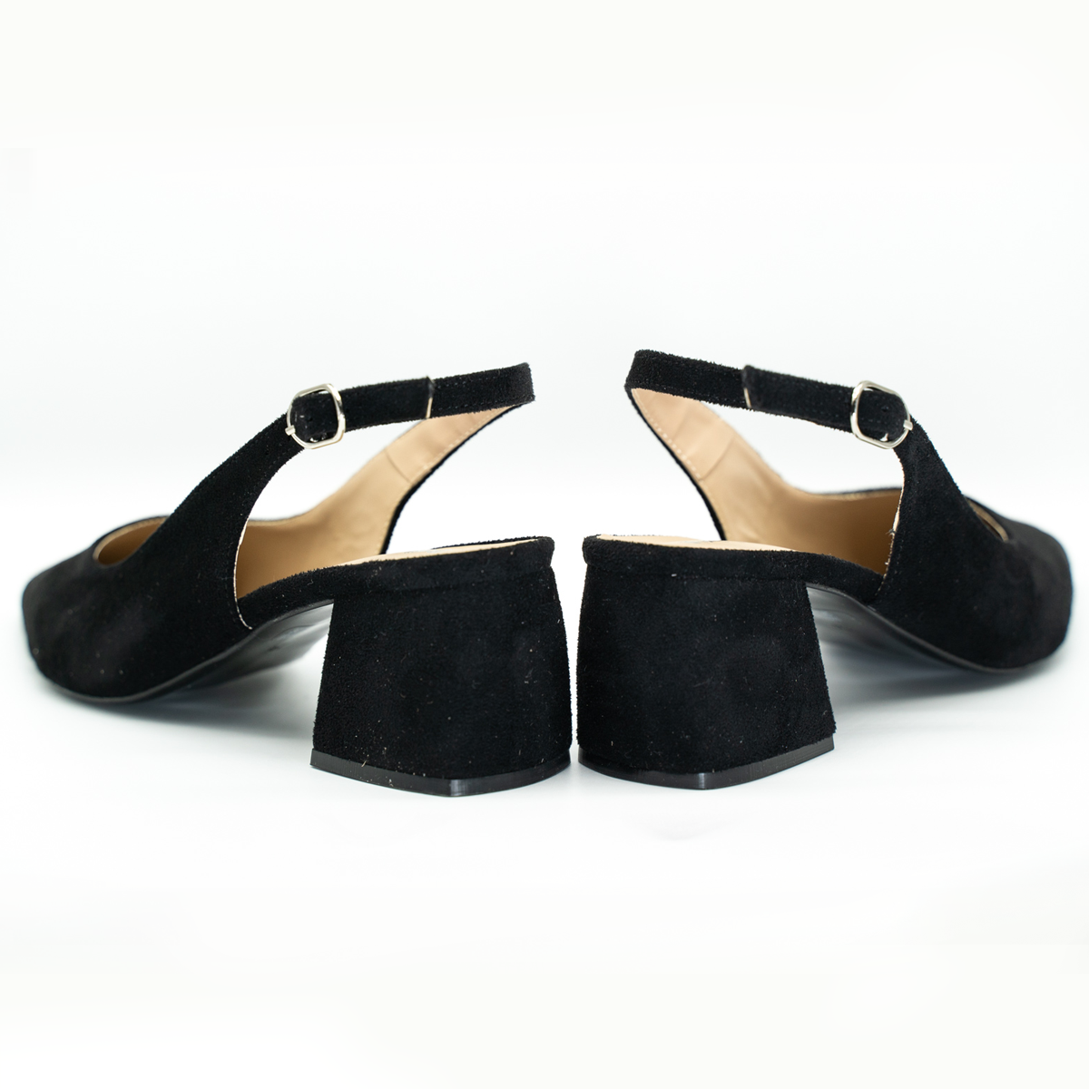 Zapatilla Slingback Buck Negro Destalonado -13