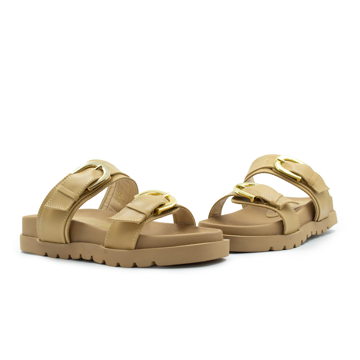 Sandalia De Plataforma Corrida Con Hebillas Ajustables cafe-20