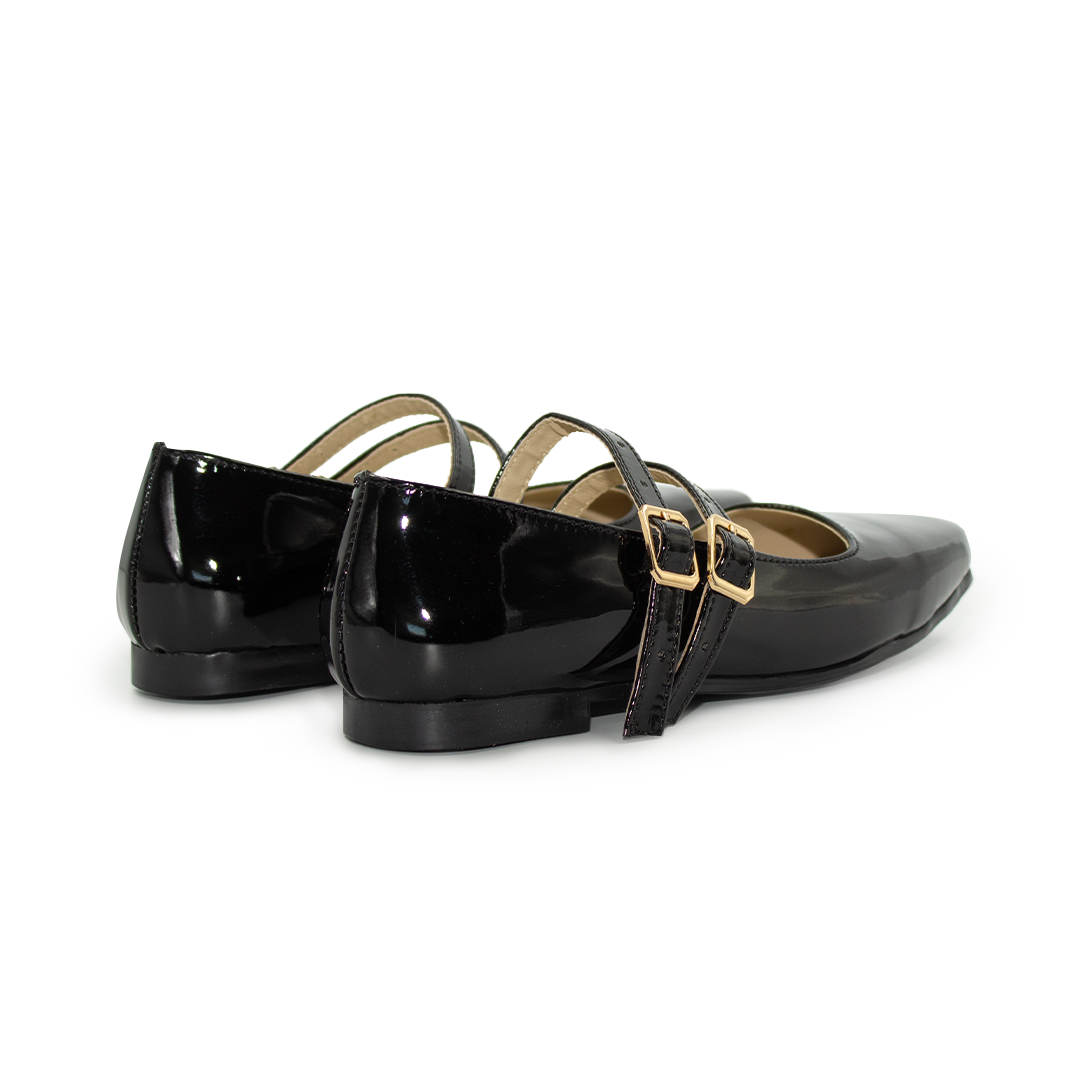 Valerina Con Tacon Bajito Comoda Charol Negro-10