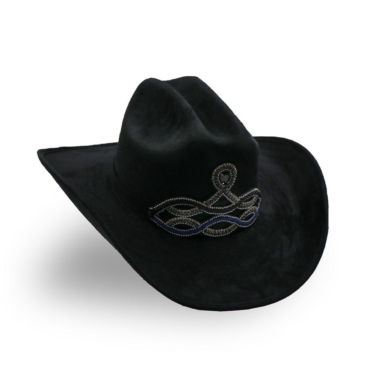 Sombrero Gamuza con Diseño Exclusivo Negro- Formal -Cowboy