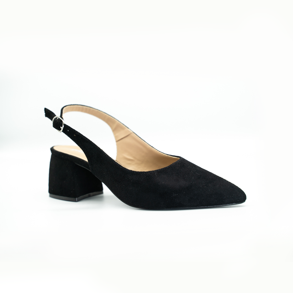 Zapatilla Slingback Buck Negro Destalonado -13