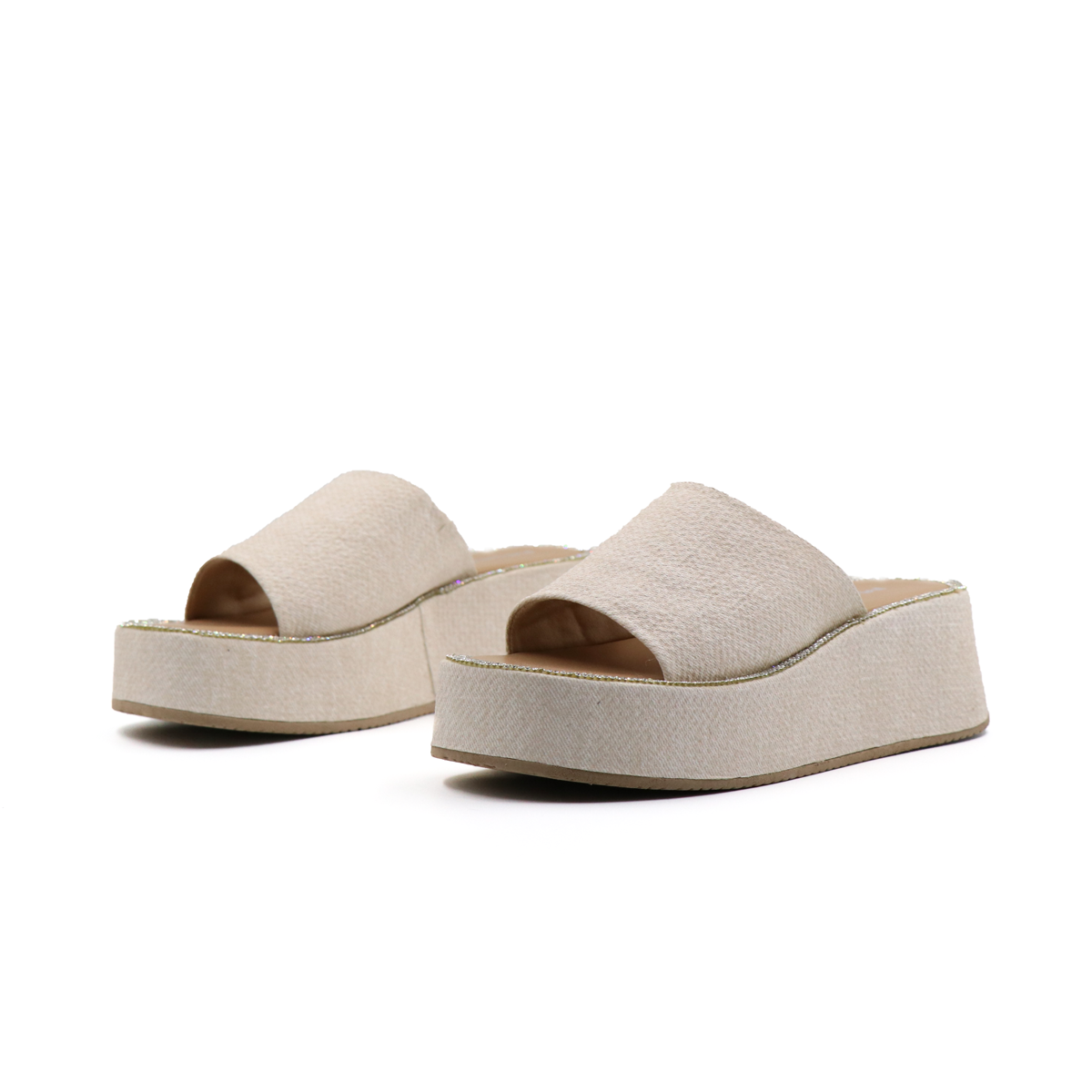 Sandalia Casual De Plataforma Corrida Beige -15