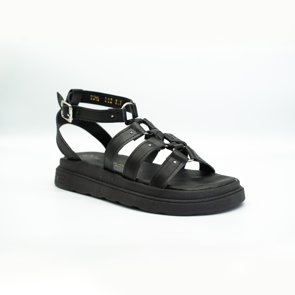 Sandalia De Estoperoles Con Plataforma- Negro-32