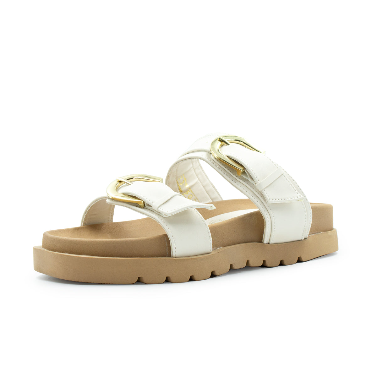 Sandalia De Plataforma Corrida Con Hebillas Ajustables Latte -20
