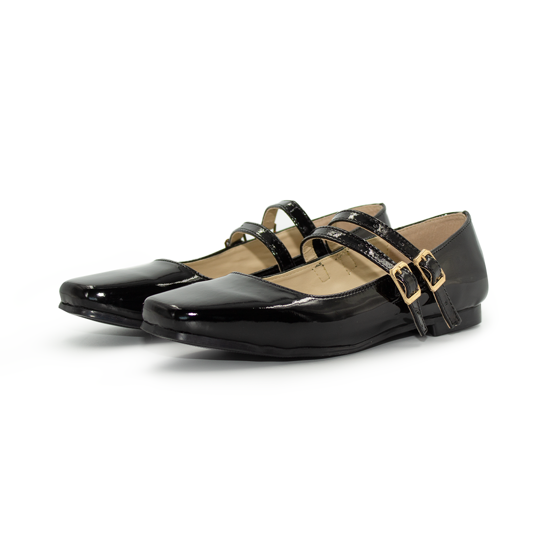 Valerina Con Tacon Bajito Comoda Charol Negro-10