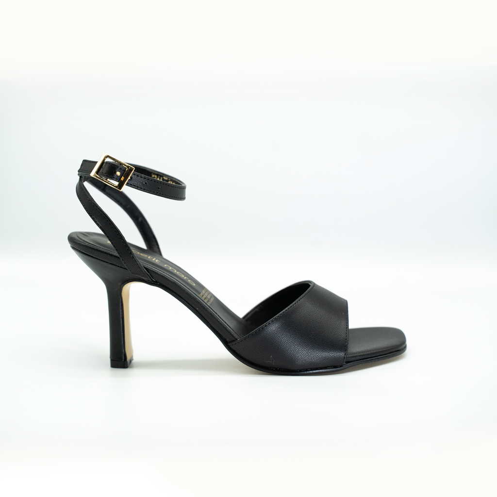 Zapatilla Abierta Tacon Delgado Con Pulsera -Negro -25
