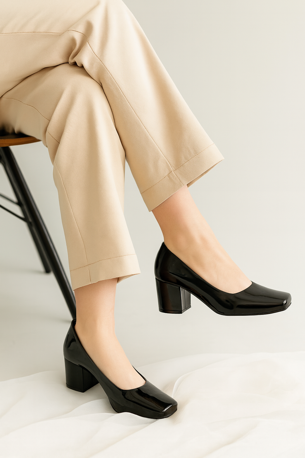 Zapato de charol cuadrado — elegancia, comodidad y estilo atemporal-Ngro-98