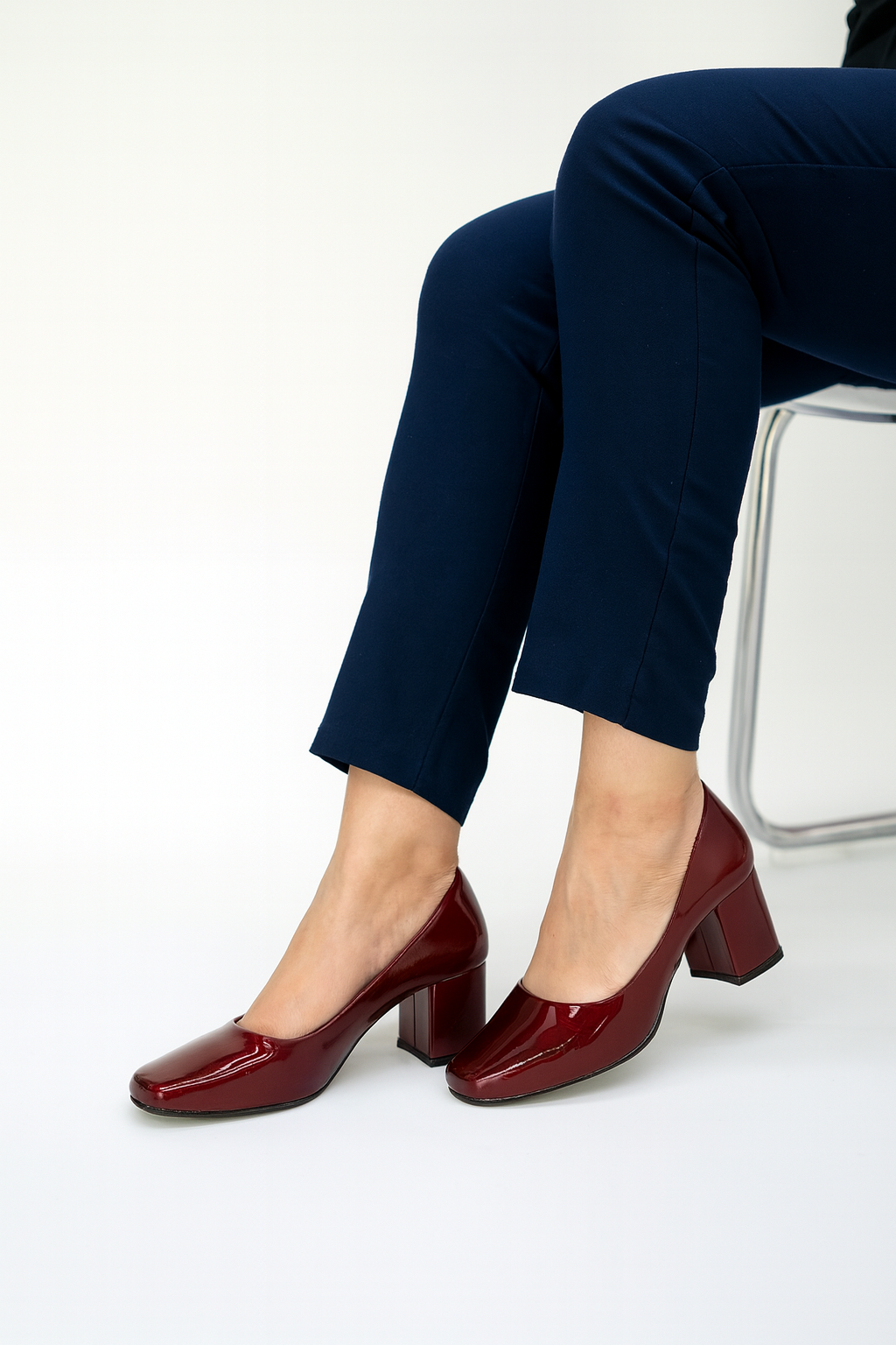 Zapato de charol cuadrado — elegancia, comodidad y estilo atemporal-Vino-98