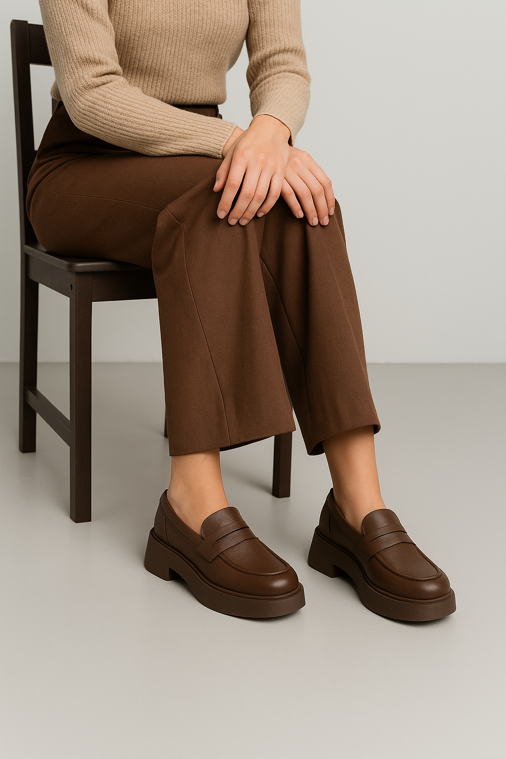 Mocasín Café con Plataforma de 4 cm | Cafe-8901