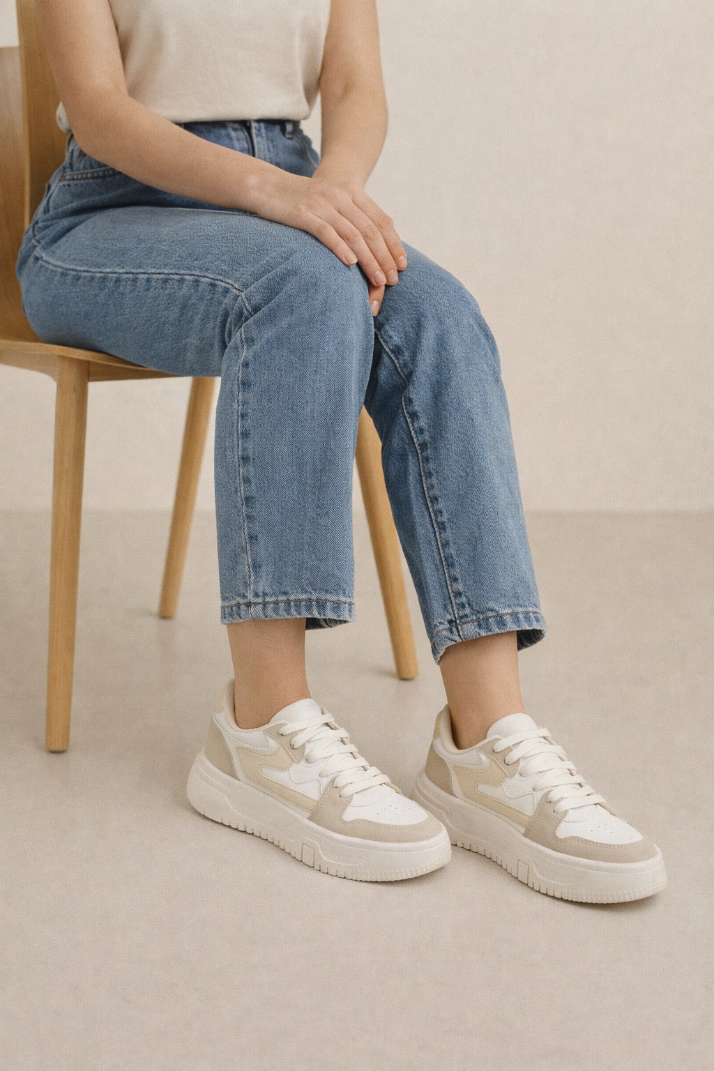 Tenis Urban Chic Plataforma | Blanco/ Gris -820