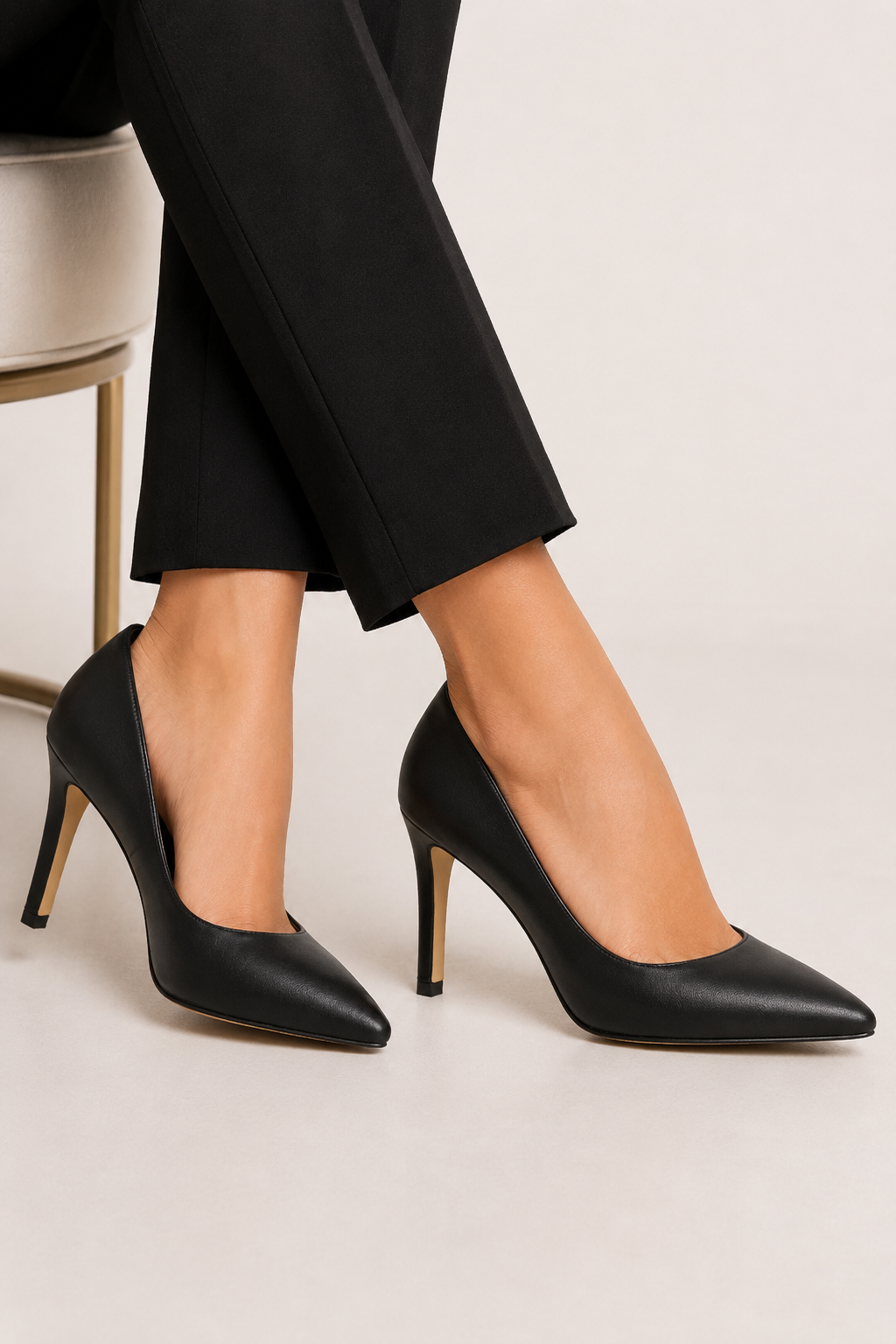 Zapatilla Puntal Tacón Fino para Mujer | Negro Cabra