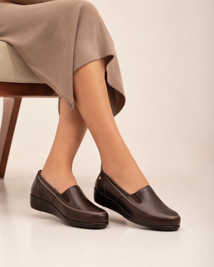 Zapato Confort Tacón Corrido para Mujer | Café
