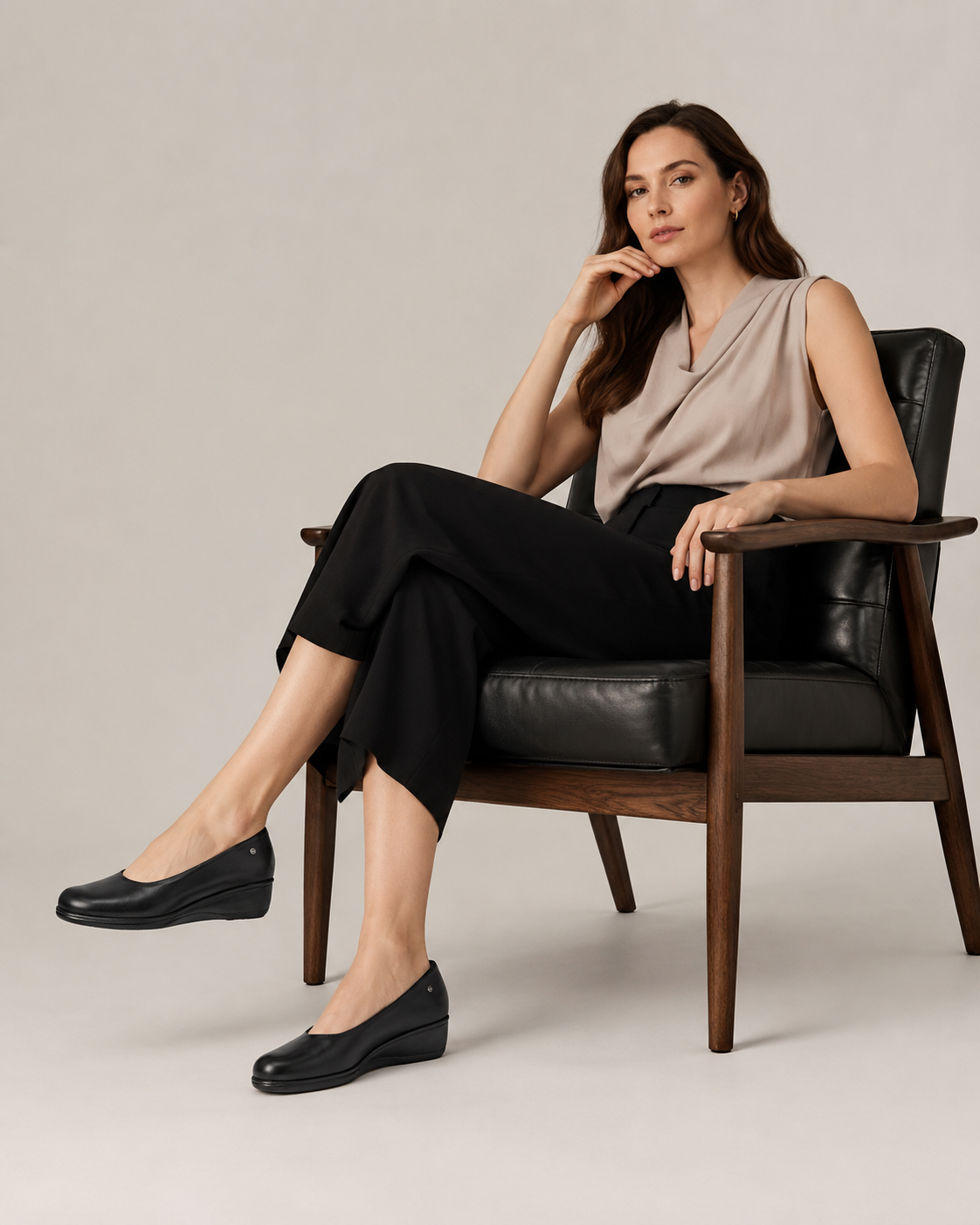 Zapato Confort Tacón Corrido para Mujer-00 | Negro