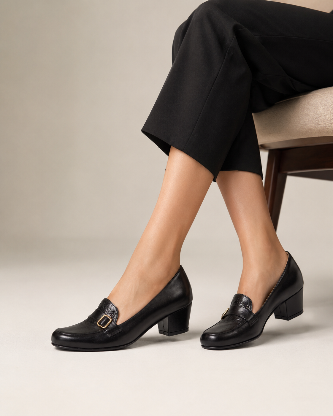 Zapato Confort Tacón Cuadrado para Mujer-25 | Negro
