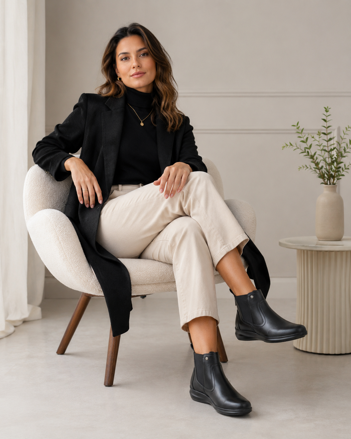 Botín Comfort Premium Antiderrapante para Mujer | Negro — MORO
