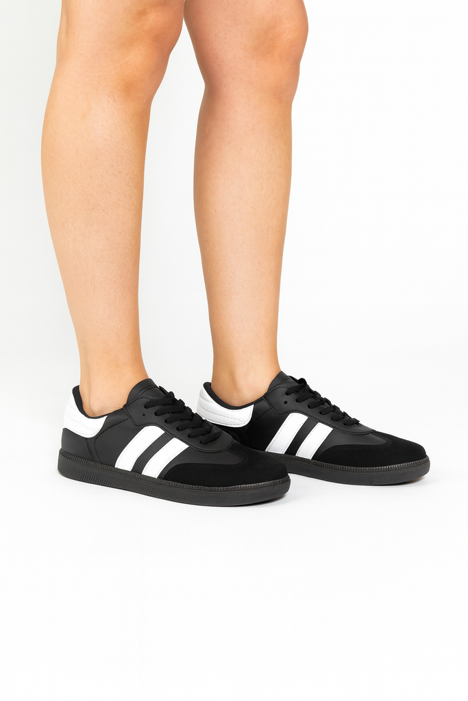 Tenis Casuales De Rayas Comodos Negro-02
