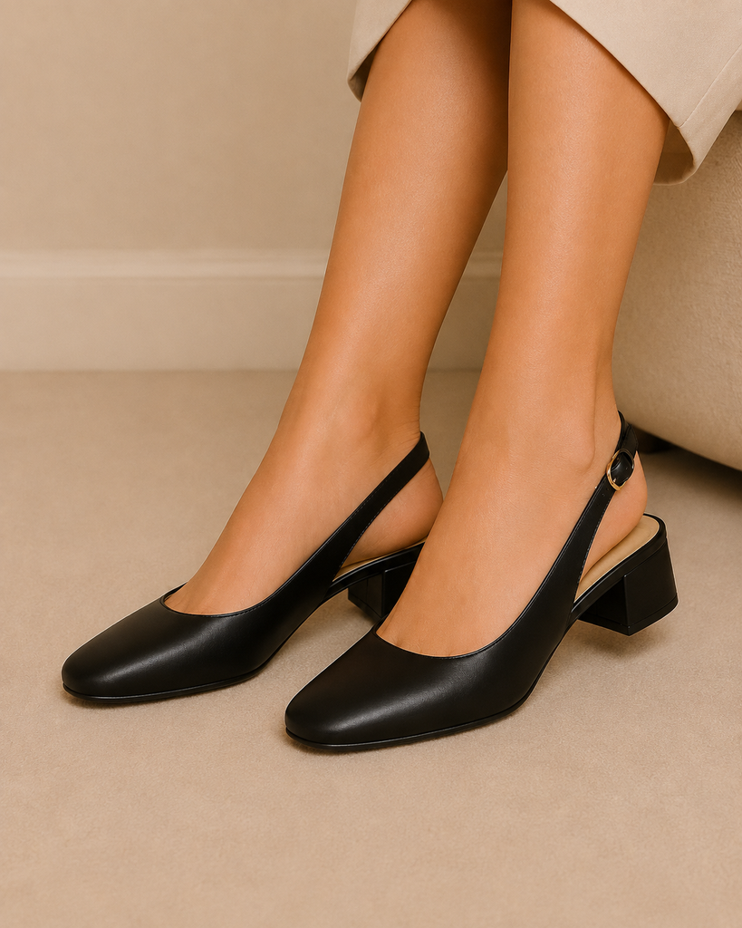 Zapatilla Destalonada Cómoda Tacón 5cm para Mujer-00 | Negro