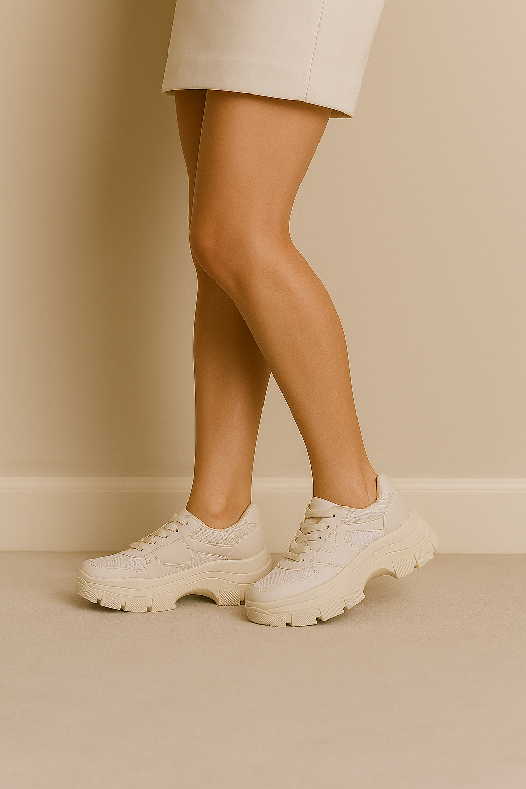 Tenis Con Plataforma Básico/ Deportivo Latte - 86