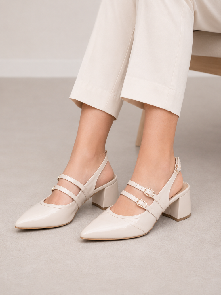 Zapatilla Slingback Charol con Doble Hebilla para Mujer-37 | Miga